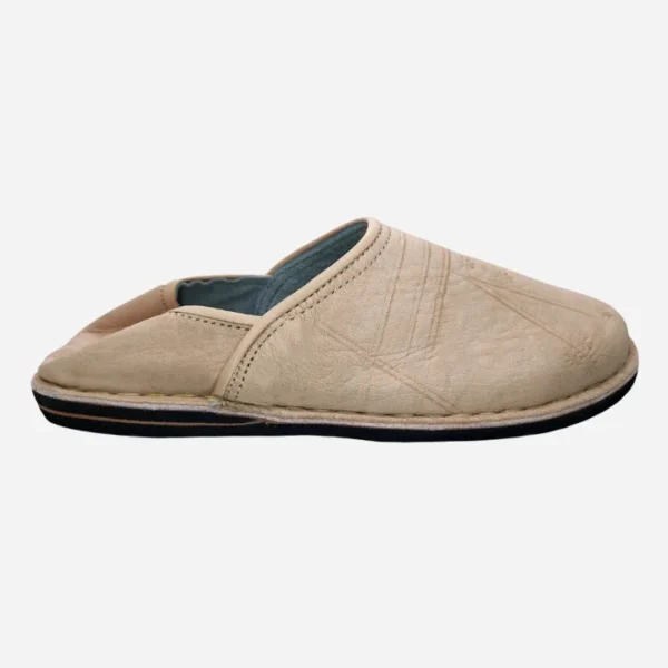Beige Leather Slippers For Men | Babouche Leather Slippers